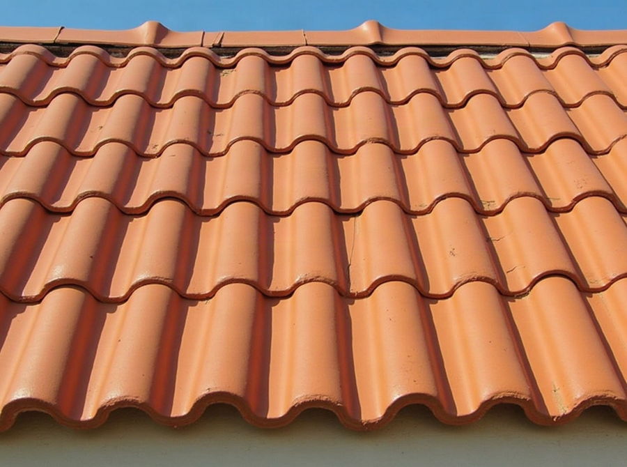 A relaid clay tile roof with clean, evenly spaced courses