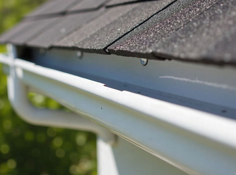 Metal drip edge running along the eave beneath the first shingle course