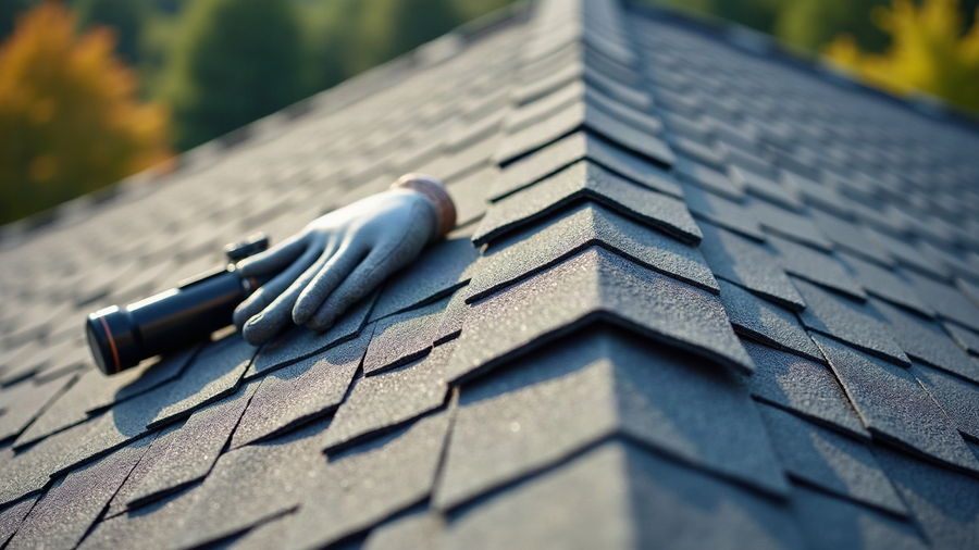 Ridge cap shingles being fitted along the peak of a roof